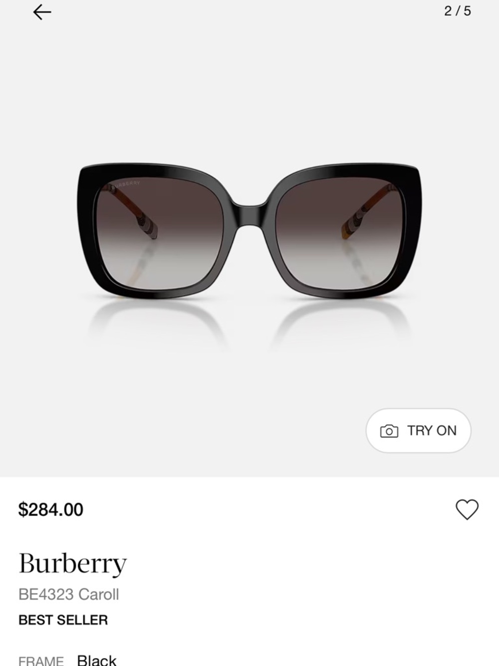 Burberry Black Oversized Square Sunglasses with Gradient Lenses